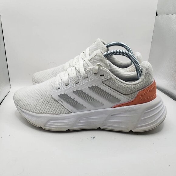 ADIDAS Galaxy 6 women's Size 8 White Grey Orange Running Shoes HP2428 EUC - Picture 3 of 7